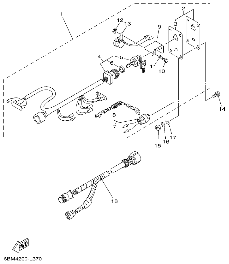 Yamaha F200FET, FL200FET SWITCH & PANEL 1 parts diagram